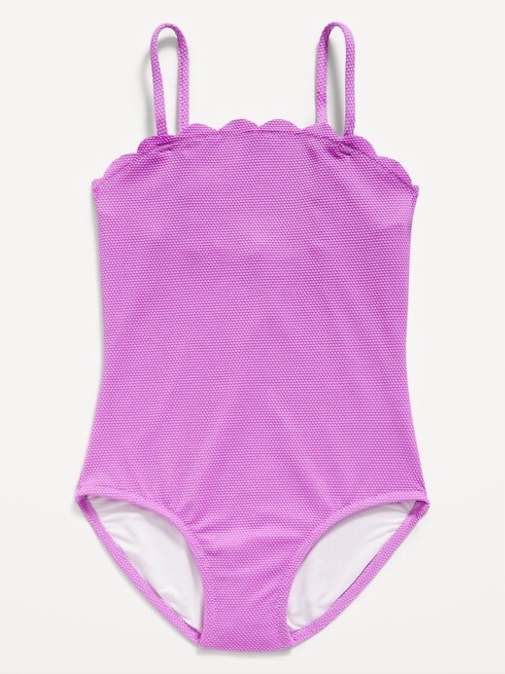 Old Navy Girls XL 14/16 Orchid Scallop Trim Textured One Piece Bandeau Swimsuit